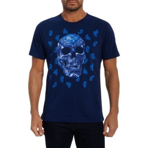 Robert Graham Men's Navy Blue Skull Graphic Tee Shirt Size 3XL